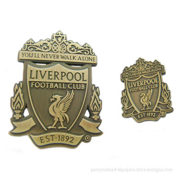 Antique Bronze Liverpool Football Personalized Lapel Pins Zinc Alloy